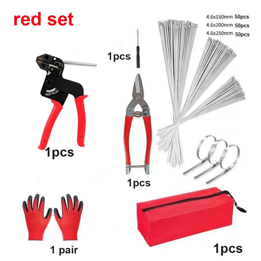 Heavy-Duty Stainless Steel Cable Tie Gun – Automatic Tensioning & Cutting Zip Tie Tool for Professional Fastening